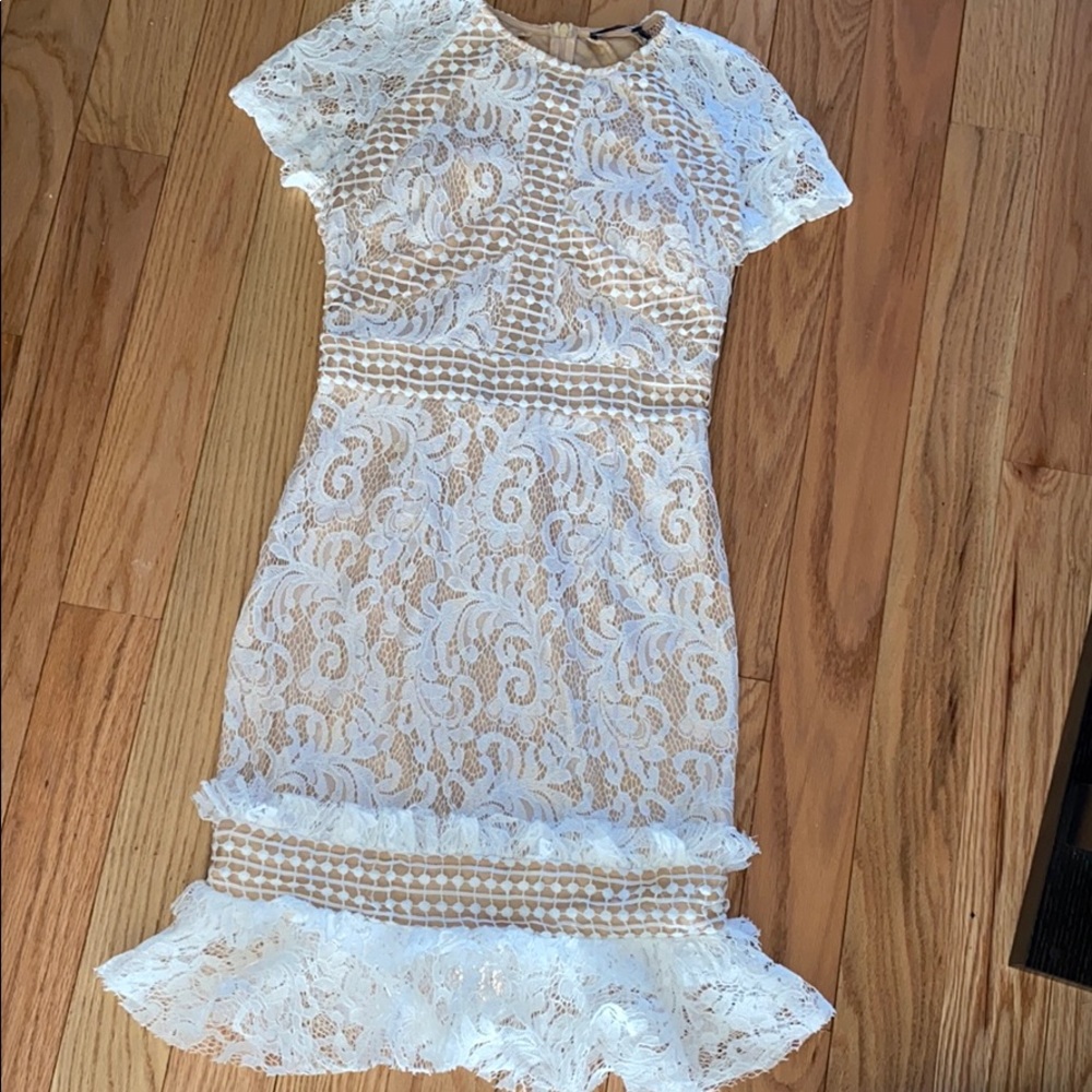 White lace detail midi dress